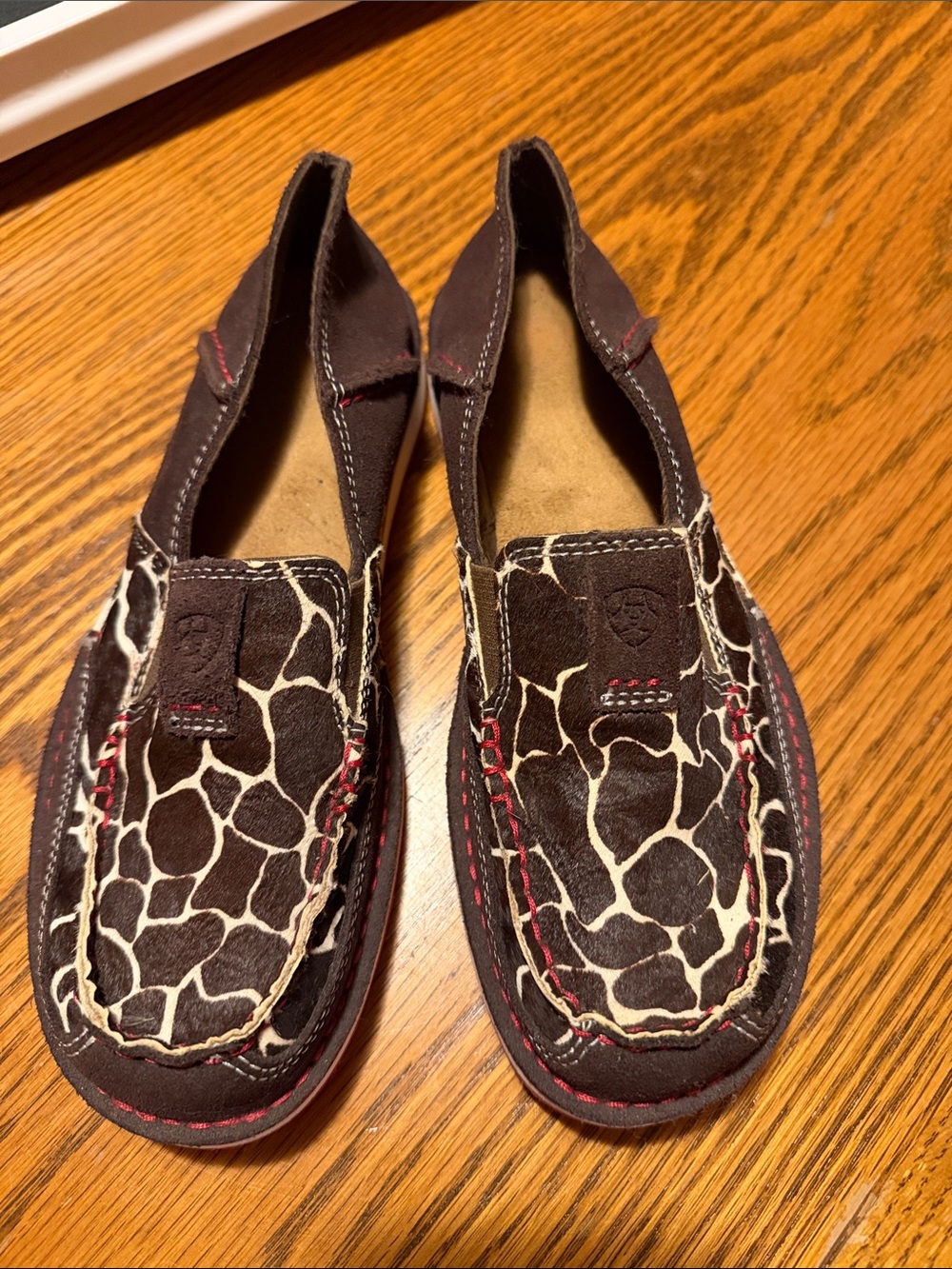 Ariat Brown Giraffe-Print Slip-On Loafers